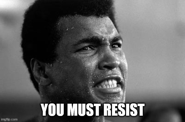 Muhammed Ali Angry | YOU MUST RESIST | image tagged in muhammed ali angry | made w/ Imgflip meme maker