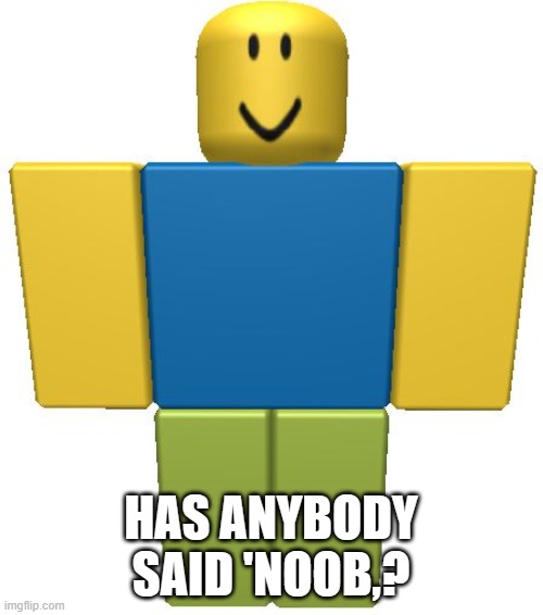 ROBLOX Noob | HAS ANYBODY SAID 'NOOB,? | image tagged in roblox noob | made w/ Imgflip meme maker