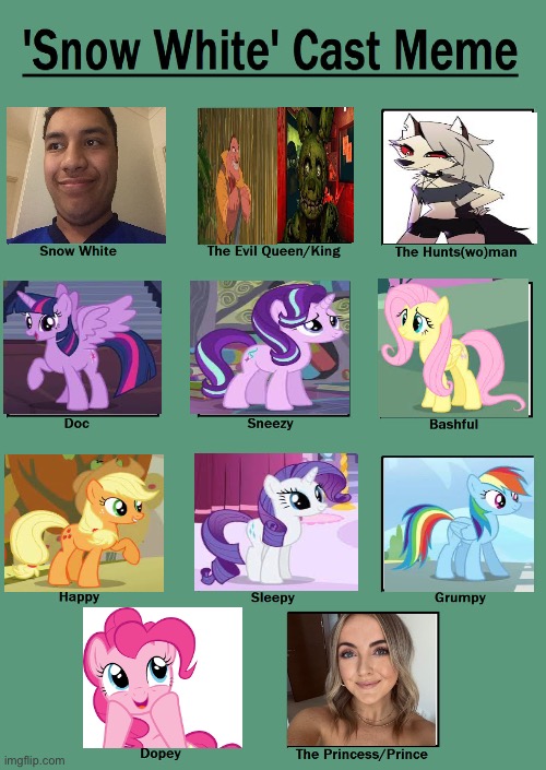 Elia White and the Seven Ponies | image tagged in snow white cast | made w/ Imgflip meme maker