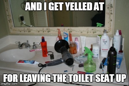 AND I GET YELLED AT FOR LEAVING THE TOILET SEAT UP | made w/ Imgflip meme maker