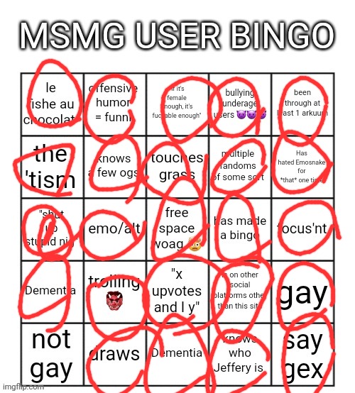 fun fact: I literally made this bingo | image tagged in msmg user bingo | made w/ Imgflip meme maker