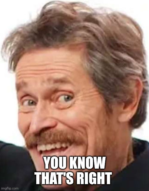 Willem Chuckle | YOU KNOW THAT'S RIGHT | image tagged in willem chuckle | made w/ Imgflip meme maker