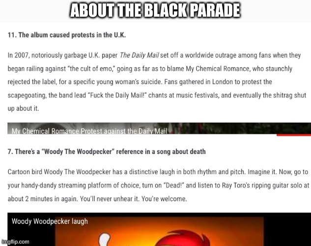 ABOUT THE BLACK PARADE | image tagged in emo,mcr,my chemical romance | made w/ Imgflip meme maker