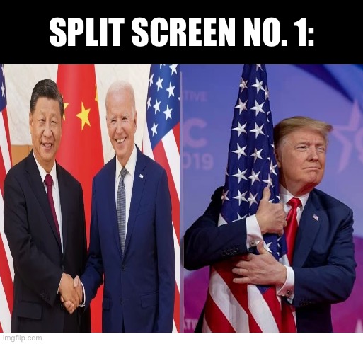 TRUMP vs. BIDEN (No. 1). | SPLIT SCREEN NO. 1: | image tagged in president trump,donald trump,joe biden,biden,republican party,democrat party | made w/ Imgflip meme maker