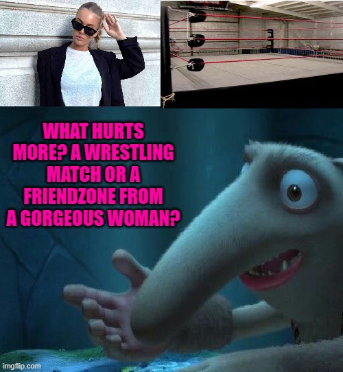 WHAT HURTS MORE? A WRESTLING MATCH OR A FRIENDZONE FROM A GORGEOUS WOMAN? | made w/ Imgflip meme maker