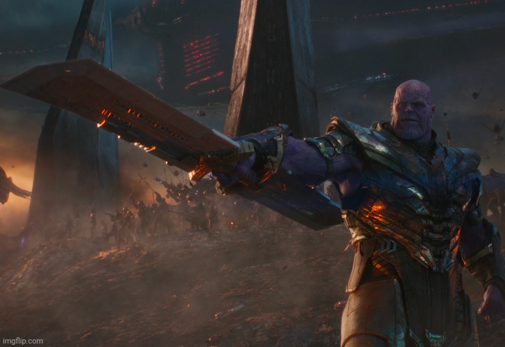 Thanos pointing sword | image tagged in thanos pointing sword | made w/ Imgflip meme maker