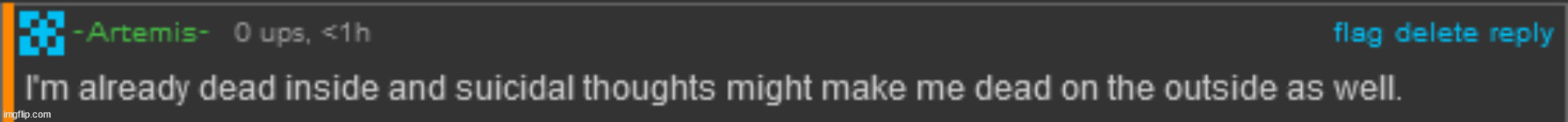 Dead inside | image tagged in dead inside comment | made w/ Imgflip meme maker