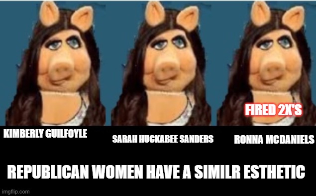 Ronna McDaniels | FIRED 2X'S; SARAH HUCKABEE SANDERS; KIMBERLY GUILFOYLE; RONNA MCDANIELS; REPUBLICAN WOMEN HAVE A SIMILR ESTHETIC | image tagged in ronna mcdaniels,mitt romney,sarah huckabee sanders,kimberly guilfoyle,republicans | made w/ Imgflip meme maker