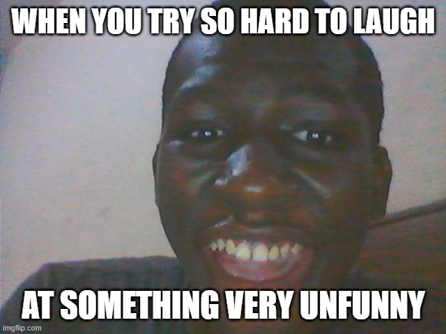 Try Hard Face | WHEN YOU TRY SO HARD TO LAUGH; AT SOMETHING VERY UNFUNNY | image tagged in try hard face,memes,funny memes | made w/ Imgflip meme maker