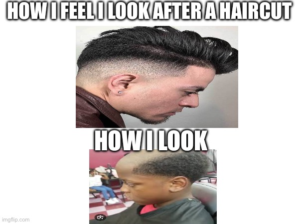 Haircut | HOW I FEEL I LOOK AFTER A HAIRCUT; HOW I LOOK | image tagged in haircut,funny | made w/ Imgflip meme maker