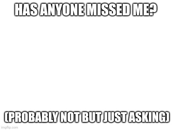HAS ANYONE MISSED ME? (PROBABLY NOT BUT JUST ASKING) | made w/ Imgflip meme maker