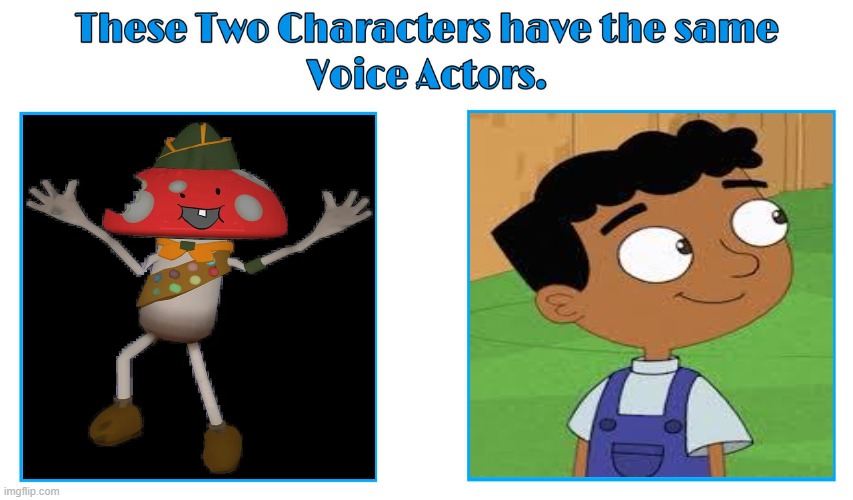 same voice actor | image tagged in same voice actor,smg4,phineas and ferb,mushrooms,cartoons,cartoon | made w/ Imgflip meme maker