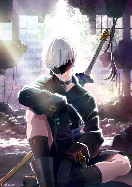 this f￶u￶cker was my bisexual awakening (9S from NieR Automata) | made w/ Imgflip meme maker