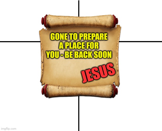 cross graph | GONE TO PREPARE A PLACE FOR YOU - BE BACK SOON; JESUS | image tagged in cross graph | made w/ Imgflip meme maker