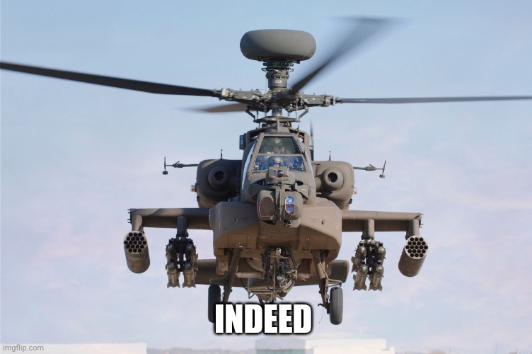 apache helicopter gender | INDEED | image tagged in apache helicopter gender | made w/ Imgflip meme maker