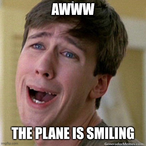 awww | AWWW THE PLANE IS SMILING | image tagged in awww | made w/ Imgflip meme maker