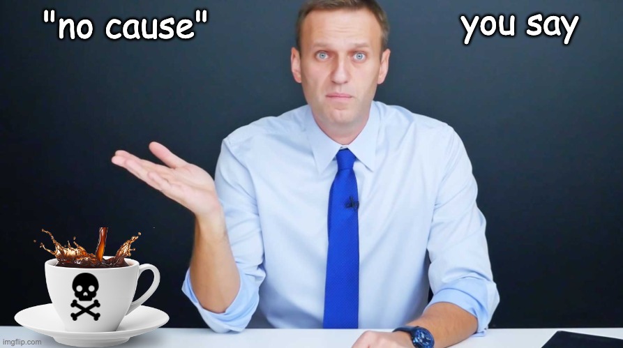 Navalny Confused | "no cause" you say | image tagged in navalny confused | made w/ Imgflip meme maker