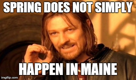 One Does Not Simply Meme | SPRING DOES NOT SIMPLY HAPPEN IN MAINE | image tagged in memes,one does not simply | made w/ Imgflip meme maker