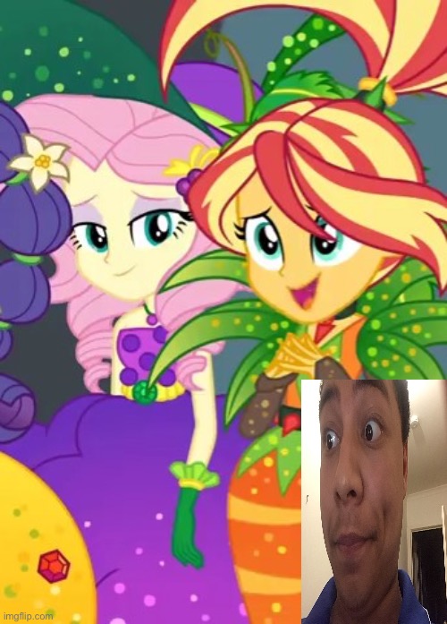 Fluttershy (Eg) X Sunset Shimmer (Eg) X Elia Vaine Tanga (Me) | image tagged in interested on a 'threesome' | made w/ Imgflip meme maker