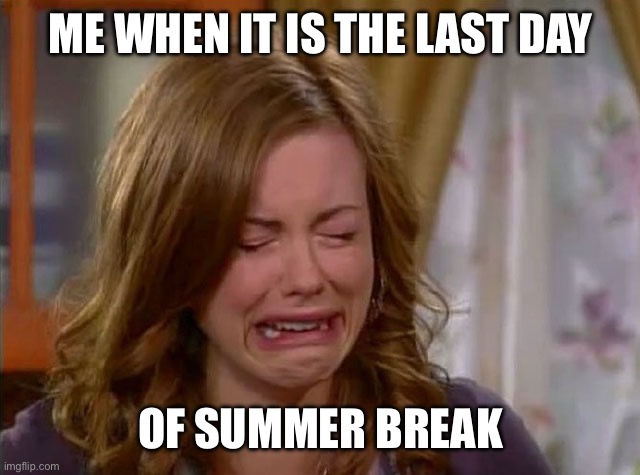 Last Day Of Summer | ME WHEN IT IS THE LAST DAY; OF SUMMER BREAK | image tagged in sobbing face | made w/ Imgflip meme maker