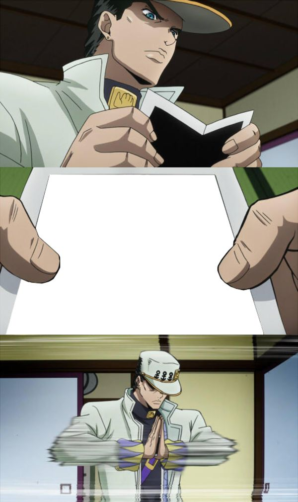 High Quality Jotaro slams paper Blank Meme Template