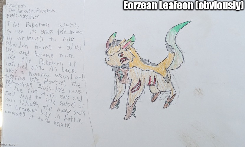 Now with fluffier face | Eorzean Leafeon (obviously) | image tagged in leafeon,pokemon,final fantasy | made w/ Imgflip meme maker