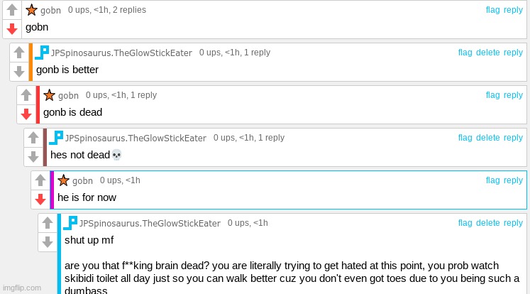 gobn is now on my hated users list | made w/ Imgflip meme maker