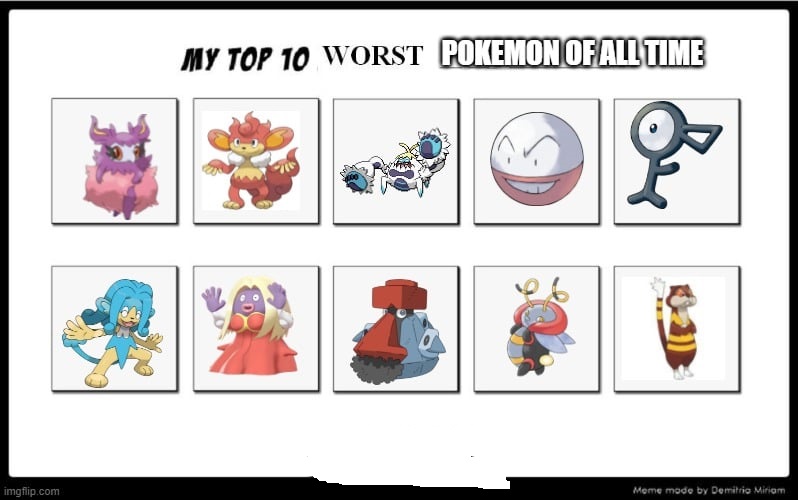 top 10 worst pokemon of all time Blank Meme Template