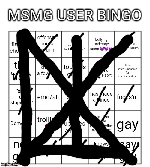 LOADA BINGO | image tagged in msmg user bingo | made w/ Imgflip meme maker