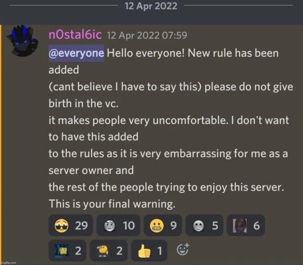 bruh what rule did they add to the msmg discord | made w/ Imgflip meme maker