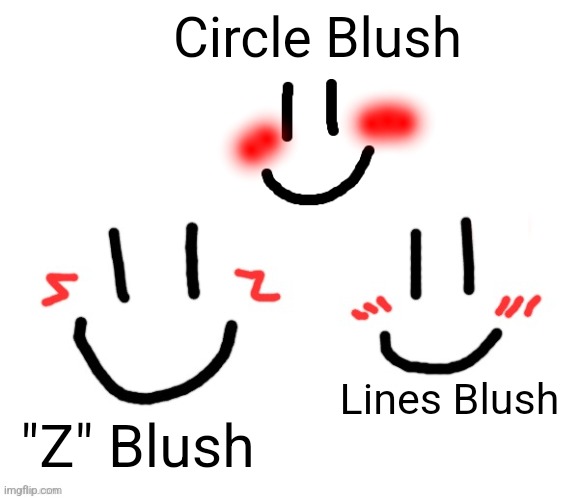 which blush are you (im circle) | Circle Blush; Lines Blush; "Z" Blush | made w/ Imgflip meme maker