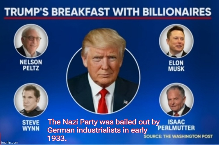 MAGA Party | image tagged in donald trump,billionaires,nazi party | made w/ Imgflip meme maker