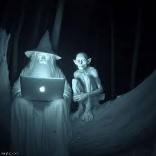 Gandalf on laptop | image tagged in gandalf on laptop | made w/ Imgflip meme maker
