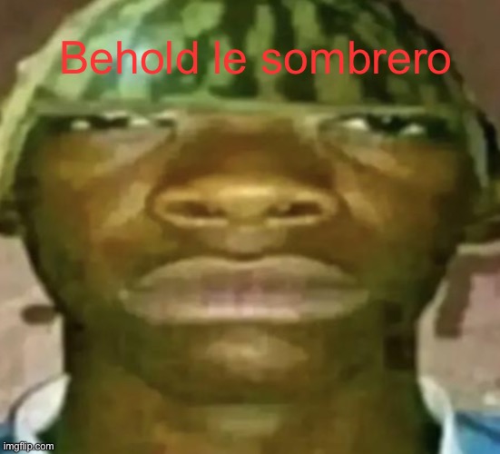 Sombrero | Behold le sombrero | image tagged in watermelon hat | made w/ Imgflip meme maker