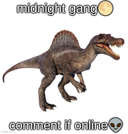 JPSpinoSaurus's other announcement temp | midnight gang🌕; comment if online👽 | image tagged in jpspinosaurus's other announcement temp | made w/ Imgflip meme maker