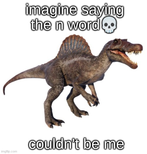 JPSpinoSaurus's other announcement temp | imagine saying the n word💀; couldn't be me | image tagged in jpspinosaurus's other announcement temp | made w/ Imgflip meme maker