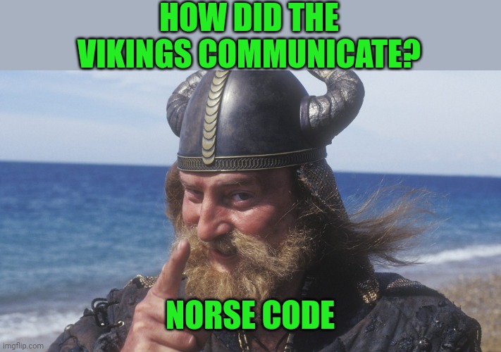 HELL YES VIKING | HOW DID THE VIKINGS COMMUNICATE? NORSE CODE | image tagged in hell yes viking | made w/ Imgflip meme maker