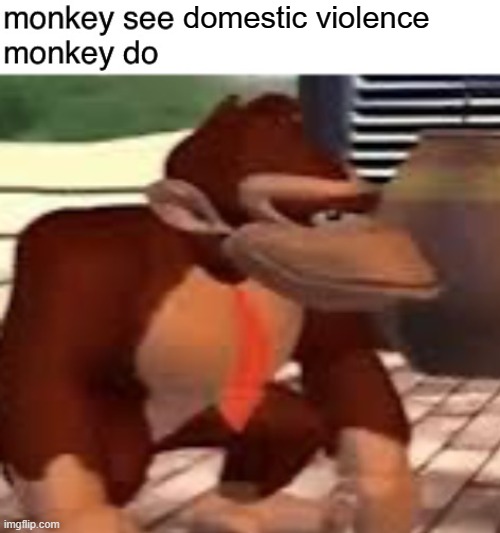 Monkey see monkey do | domestic violence | image tagged in monkey see monkey do | made w/ Imgflip meme maker