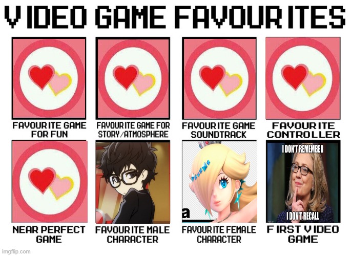 video game favourites Blank Meme Template