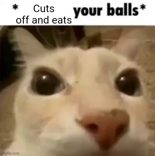Om nom | Cuts off and eats | image tagged in x your balls | made w/ Imgflip meme maker