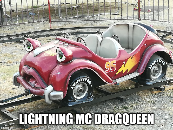 Lightning Mc queen's new glow up | LIGHTNING MC DRAGQUEEN | image tagged in lighning mc dragqueen | made w/ Imgflip meme maker