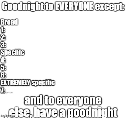 High Quality goodnight to everyone except Blank Meme Template