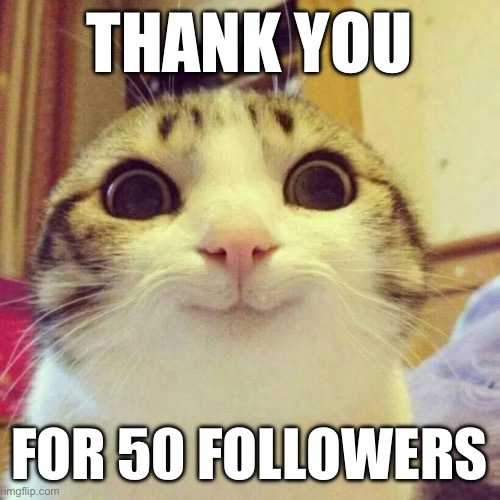 50 followers :) | THANK YOU; FOR 50 FOLLOWERS | image tagged in memes,50,big,ones | made w/ Imgflip meme maker