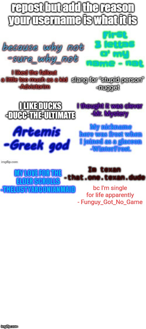 Lol | bc I'm single for life apparently
- Funguy_Got_No_Game | made w/ Imgflip meme maker
