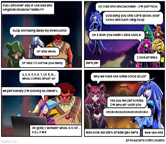 Just another day in Bad End Kingdom (made by me, comic.studio) | image tagged in precure,smile precure,glitter force,nonsense,comic studio | made w/ Imgflip meme maker