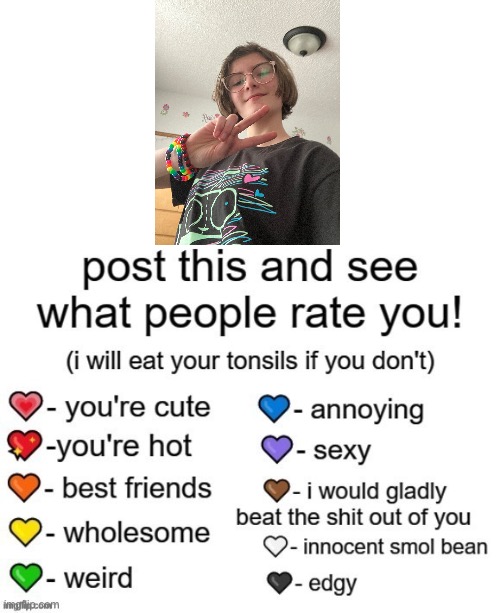 post this and see what people rate you! | image tagged in post this and see what people rate you | made w/ Imgflip meme maker