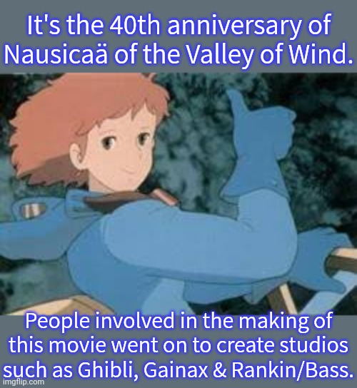 It predicted a future in which wearing a mask was necessary for everyone's health. | It's the 40th anniversary of
Nausicaä of the Valley of Wind. People involved in the making of
this movie went on to create studios
such as Ghibli, Gainax & Rankin/Bass. | image tagged in nausicaa thumbs up,anime girl with a gun,apocalypse,environmental,science fiction,insects | made w/ Imgflip meme maker