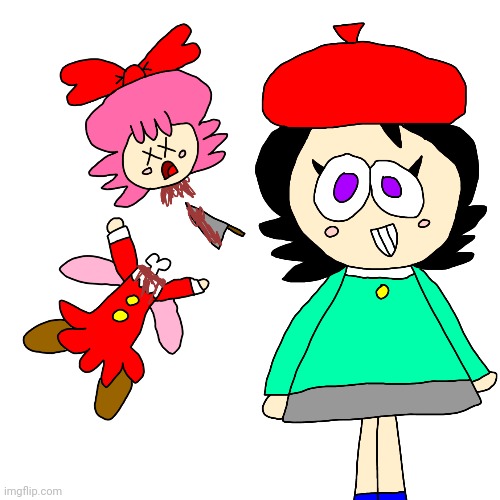 Adeleine and Ribbon fanart 2024 | image tagged in kirby,gore,artwork,parody,blood,funny | made w/ Imgflip meme maker
