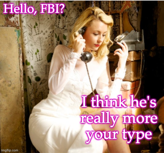 Hello, FBI? I think he's
really more
your type | made w/ Imgflip meme maker