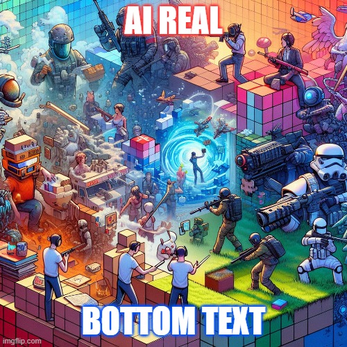 ai gamer | AI REAL; BOTTOM TEXT | image tagged in ai meme,video games,gamer | made w/ Imgflip meme maker